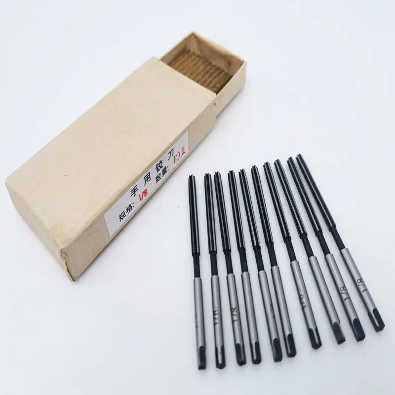 American hand reamer 9SiCR white steel straight shank reamer 1/8 1/4 1/2 5/8 3/4 7/8 1 Inch manual reaming tool hand reamer steel reamer tools
