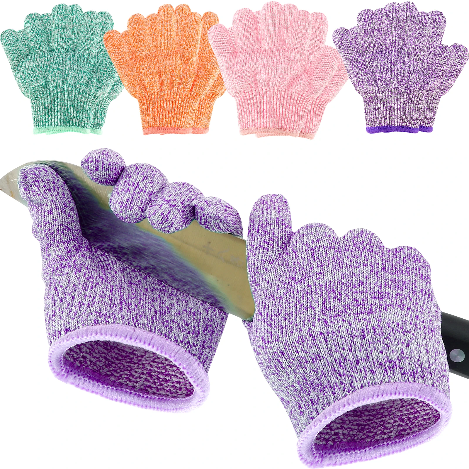 4 Pairs Cut Resistant Gloves 5 Protection Kids Anti-cutting Gloves Kitchen Cutting Protection for Cooking Wood Carving XS