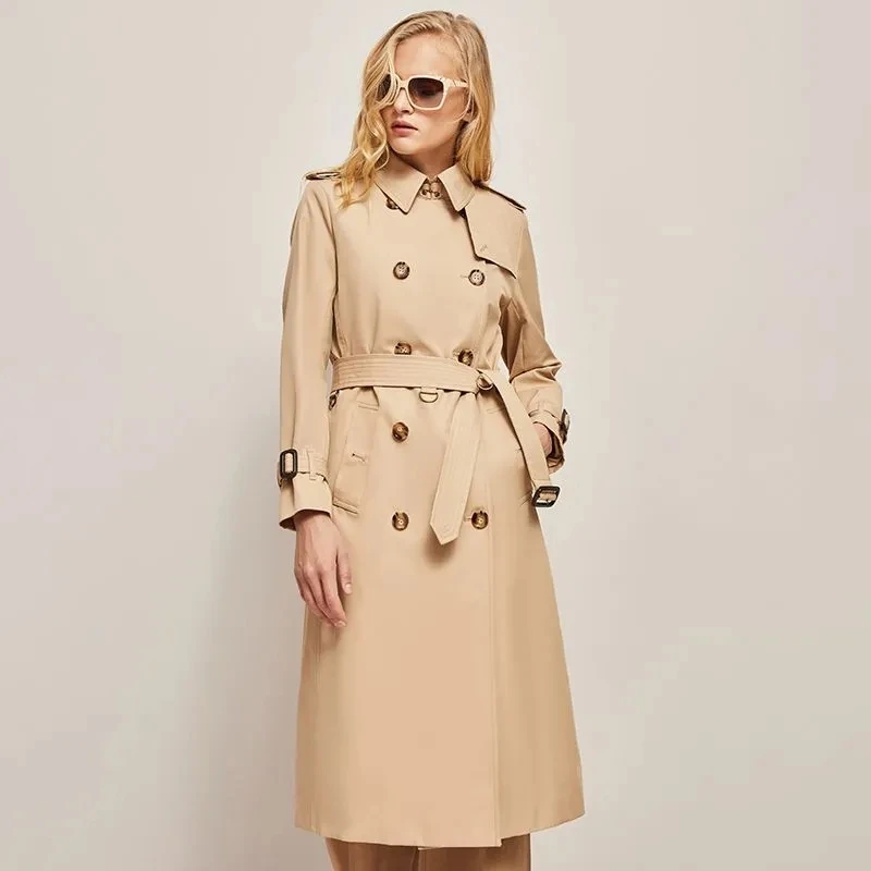 

2024 Spring And Autumn Youthful Woman Clothes Women's Trench Coat New In Outerwears Double Breasted Pockets Overcoat Female