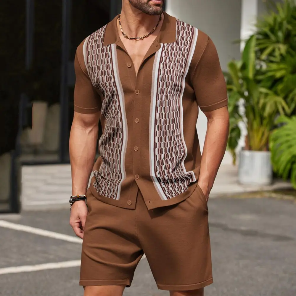 Polos Para Hombre Shorts Conjunto crochet Swearter Pant Sets Men's Summer Outfit Casual t shirt and Shorts for men sports suits