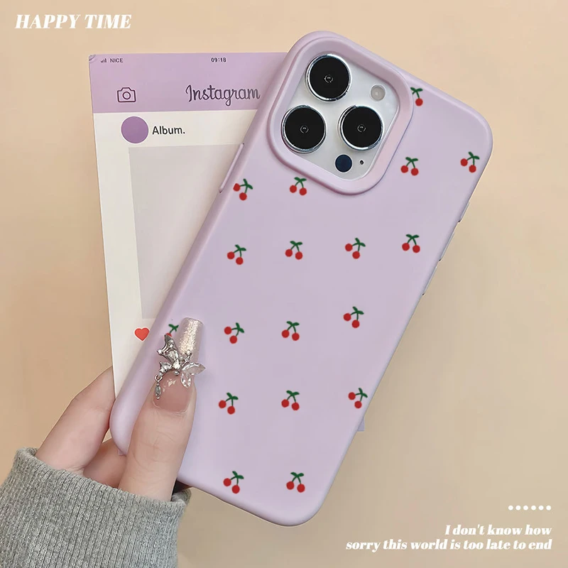 ตัวเลือกสินค้า เคสซิลิโคนนิ่ม iPhone 15/16 Plus ลายการ์ตูนเชอร์รี่น่ารัก