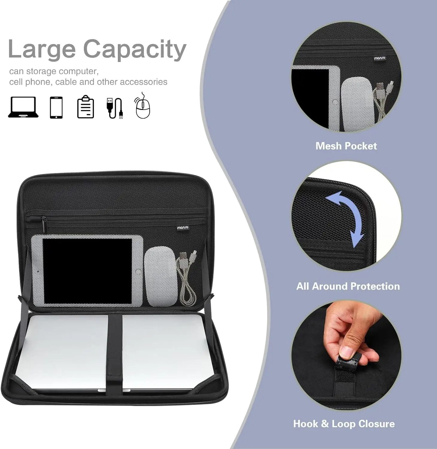 Bolsa de Ombro Portátil à Prova de Choque para Notebook para Macbook Air Pro 13 m1 m2 Bolsa de Computador Capa de Manga Novo 2023 - Imagem 4