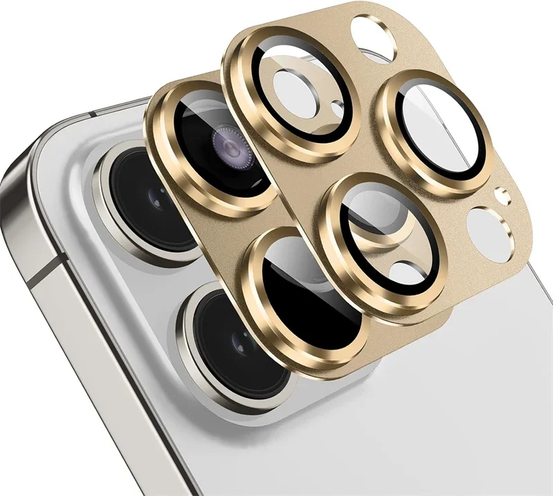 Dual-Pack Metal Camera Lens Protector with Tempered Glass Full Cover