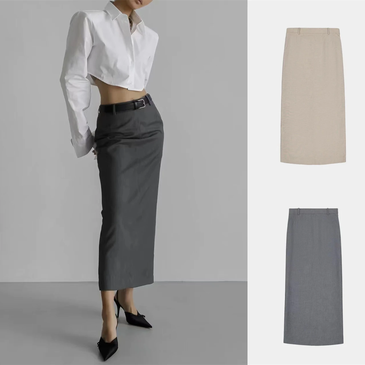 

Fr@nkieShop Women's Slim Fit Skirt Autumn and Winter 2023 New High Waist Commuter Casual Split Design Dress