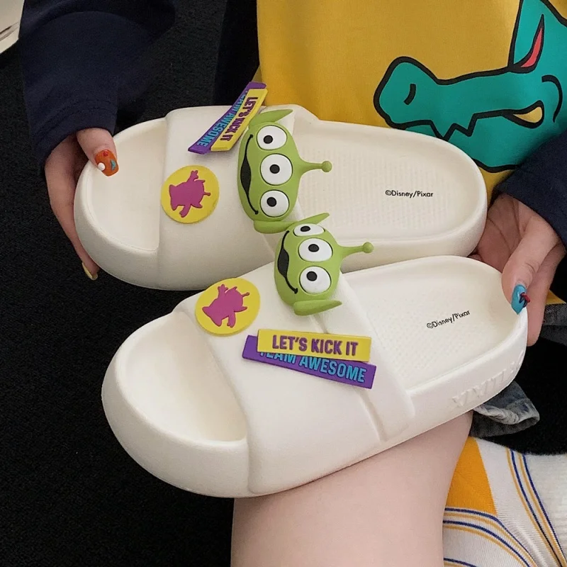 MINISO Disney Alien Slippers Kawaii Printing Summer Outdoor Sandals Cartoon Wear-Resistant Anti-Slip Women Fashion Home Slippers 4