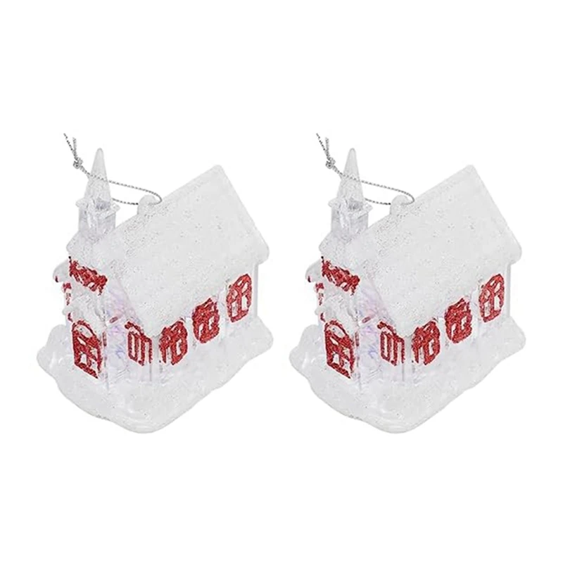 Incandescente Snow House Plastic Led House Alberi Di Natale Ornamenti Appesi Decorazioni Casa Figurine Desktop Xmas House Decor