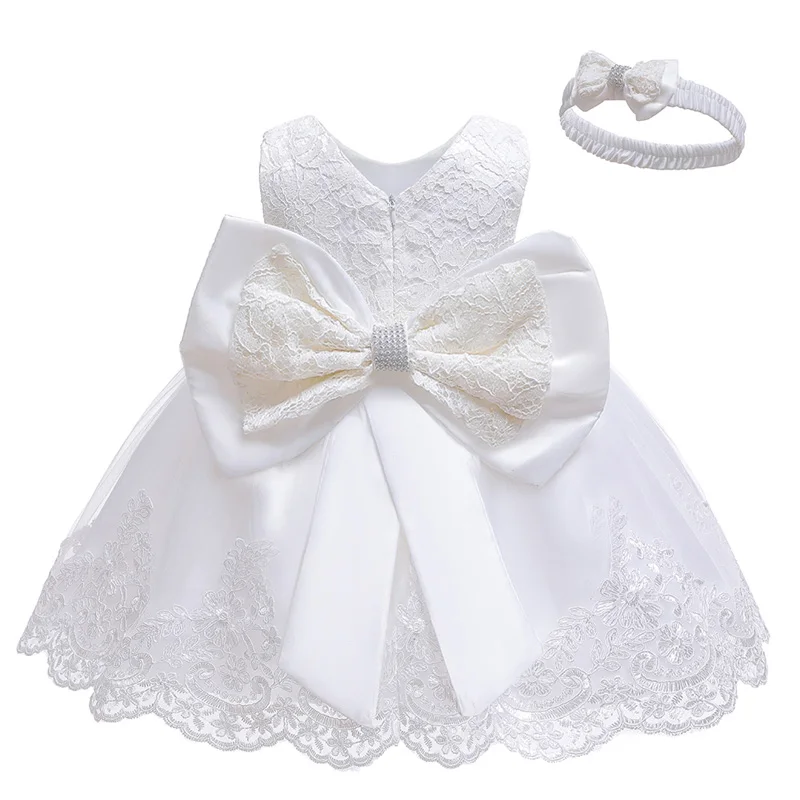 Abito da bambina per neonato, abito da principessa + copricapo per bambino, primo anno, compleanno, matrimonio, battesimo, abito da festa infantile - immagine 4