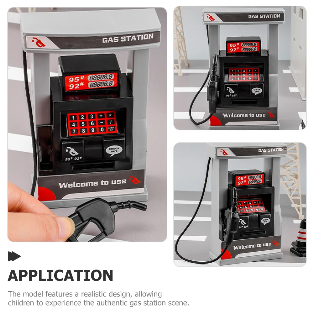 2 Pcs Simulation Gas Station Toys Realistic Design Kids Educational Plaything Safe Material Miniature Gas Station Model Pretend