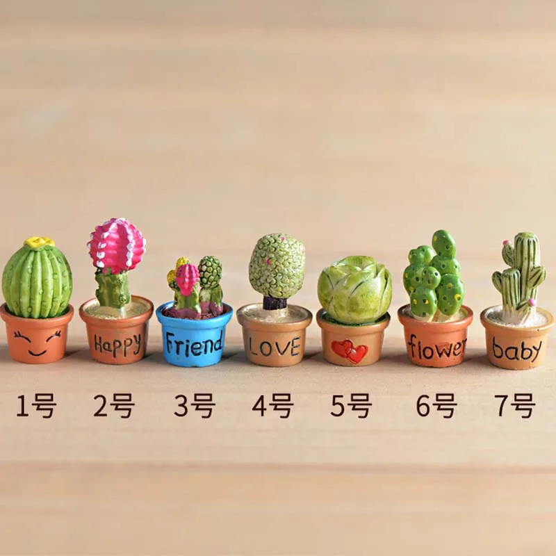 

mini resin figure mental psychological sand table game box court therapy fleshiness potted plant 7pcs/set