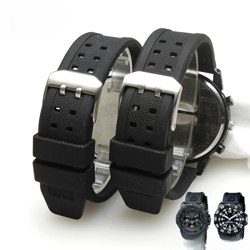 Per Luminox Rubber Sostituisci Cinturini 3051 3150 3080 8800 Silicone 20 23Mm Cinturino Per Orologio Antisudore Con Foro Quadrato A Doppia Fila Da Pol
