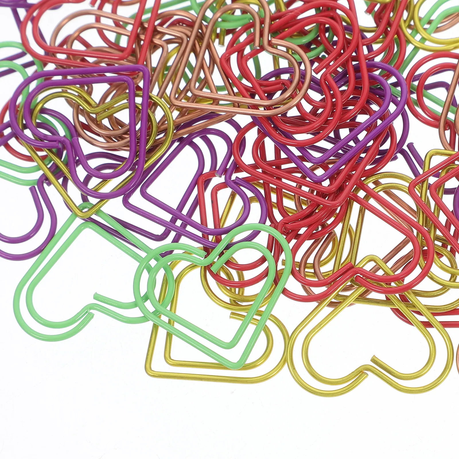 100pcs Metal Heart Shaped Paper Clips Cute and Creative Paperclips for Office School Home Use for Organizing Documents