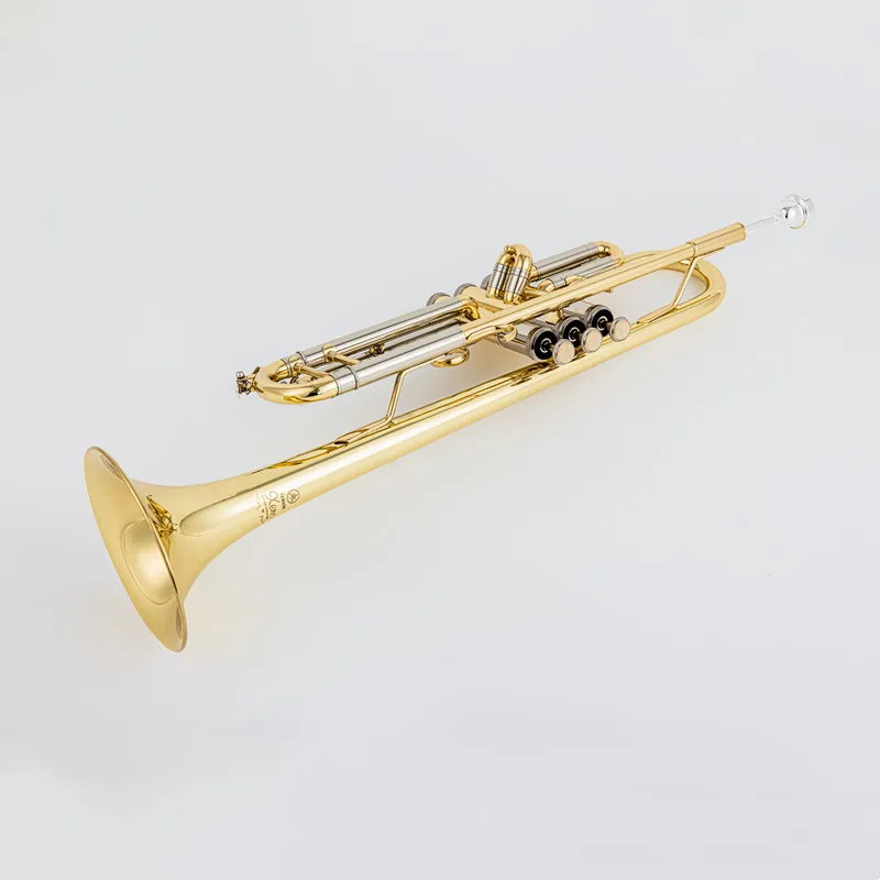 Bb Flat Brass Trompete banhado a prata, trompete profissional, instrumentos musicais com estojo de couro, feito no Jap&atilde;o, qualid