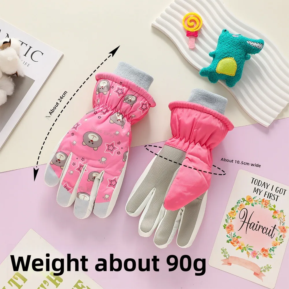 Waterproof Polyester Kids Ski Gloves Warm Winter Mittens