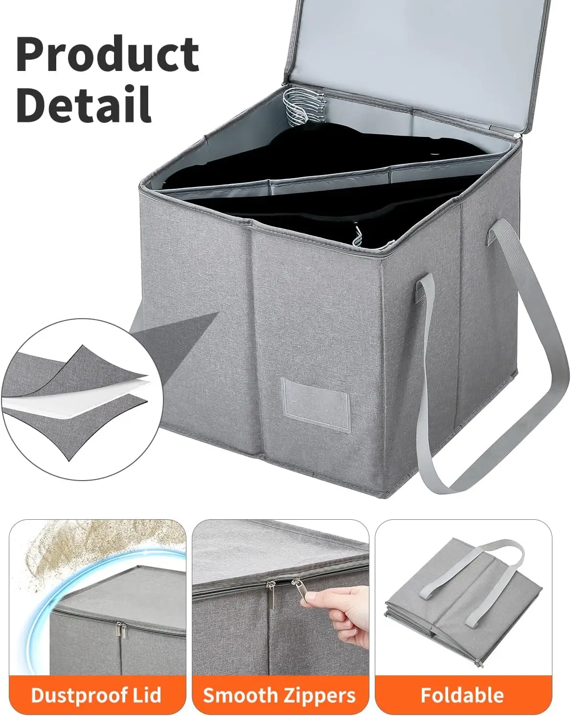 2 Pack Clothes Hanger Organizer Bag-Rigid Storage Containers with Lid for Dustproof 5