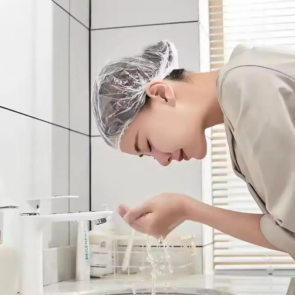 

Disposable Shower Cap Head Cover Elastic Strip Shape Strip Cap Waterproof Plastic Dust And Cover Pe T9X1