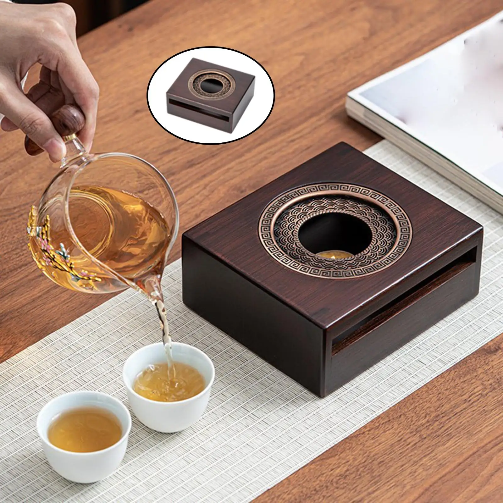 Bamboo Candle Teapot Warmer Warm Stove Tea Thermostat Tea Milk Wax Heating
