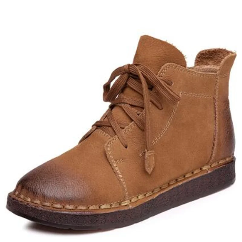 

ZXRYXGS 2023 High Quality Full Genuine Leather Single Boots Classic Retro High Top Sneaker Casual Ankle Boots Winter Women Boots