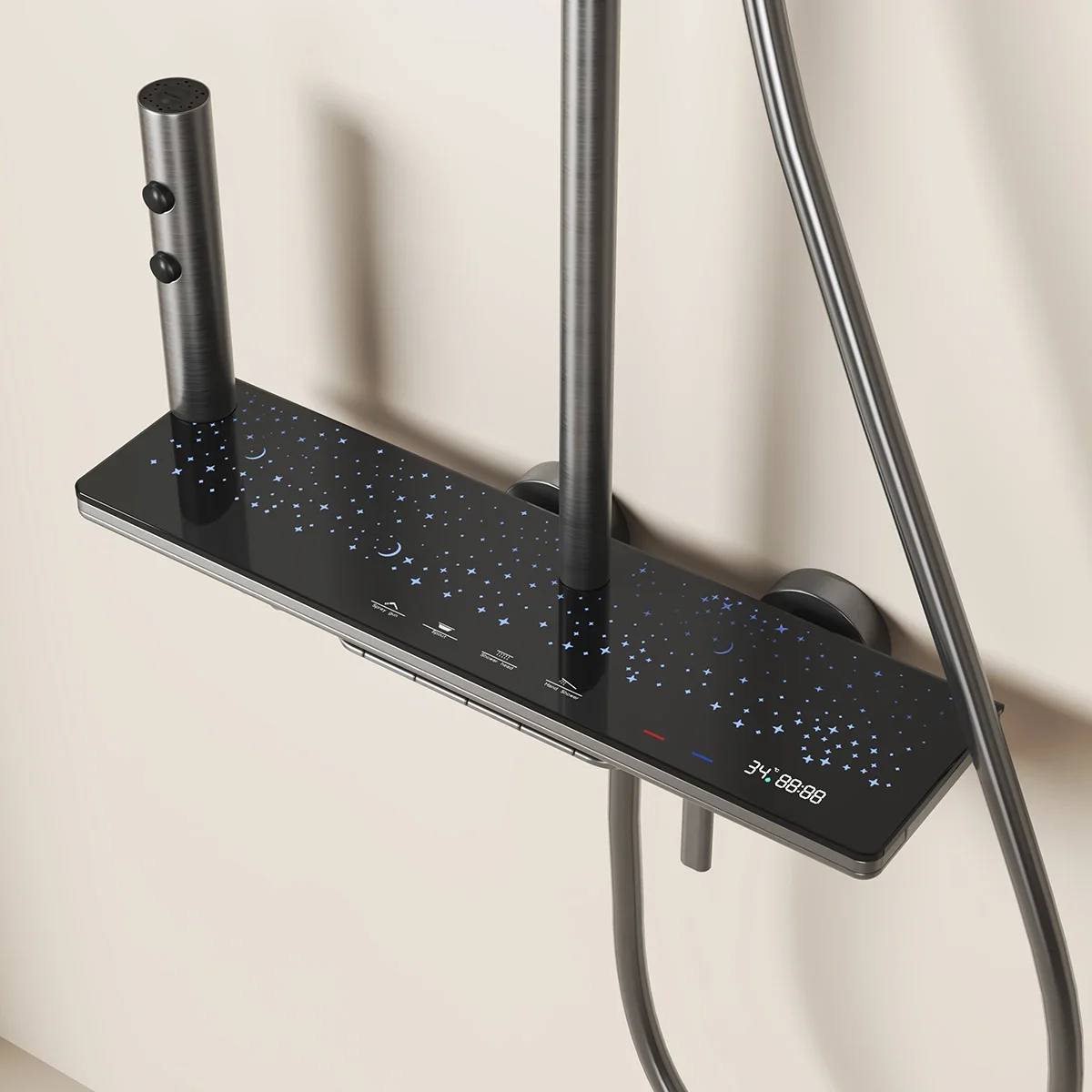 Star Sky Piano Digital Bathroom Shower System Faucet 12 Inch Rain Shower Head Copper Bath Mixer Tap Hot Cold Digital Shower Set 2