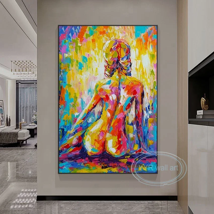 

Classic Abstract Wall Art Colorful 3D Nude Girl's Back HD Canvas Print Poster Home Living Room Bedroom Dining Room Decoration