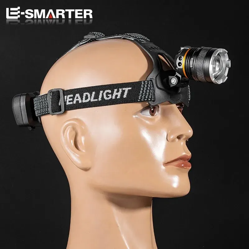 방수 헤드 라이트 충전식 XHP50 LED 헤드램프 낚시 탐색 캠핑 헤드 플래시라이트 줌 랜턴