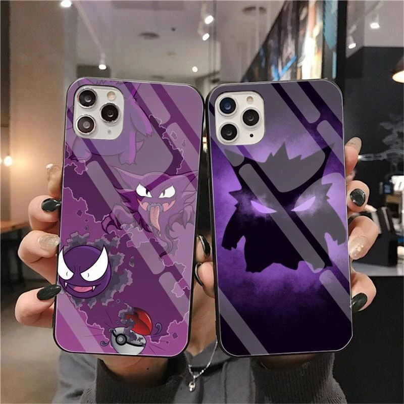 Gengar Pokemon Phone Case Tempered Glass For Iphone 13 12 Mini 11 Pro Xr Xs Max 8 X 7 Plus Se Soft Cover Mobile Phone Cases Covers Aliexpress