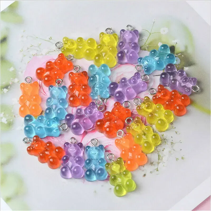 Crystal Candy Bear Pendant Charms for Necklace Bracelet Earrings Jewelry Making Diy Findings Bears Christmas DIY Making