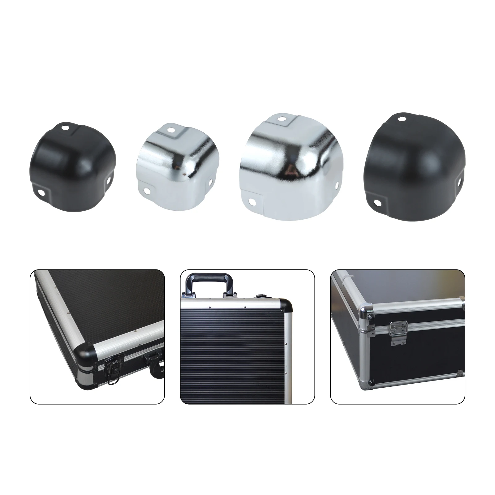 Square Flight Box Corner 26mm/29mm Black Metal Round Bowl-shaped Edging Wrapping Decor Luggage Aluminum Toolbox Furniture 4pcs furniture hardware,angled furniture hardware,furniture corner protector,decorative corner cover,metal decorative protectors