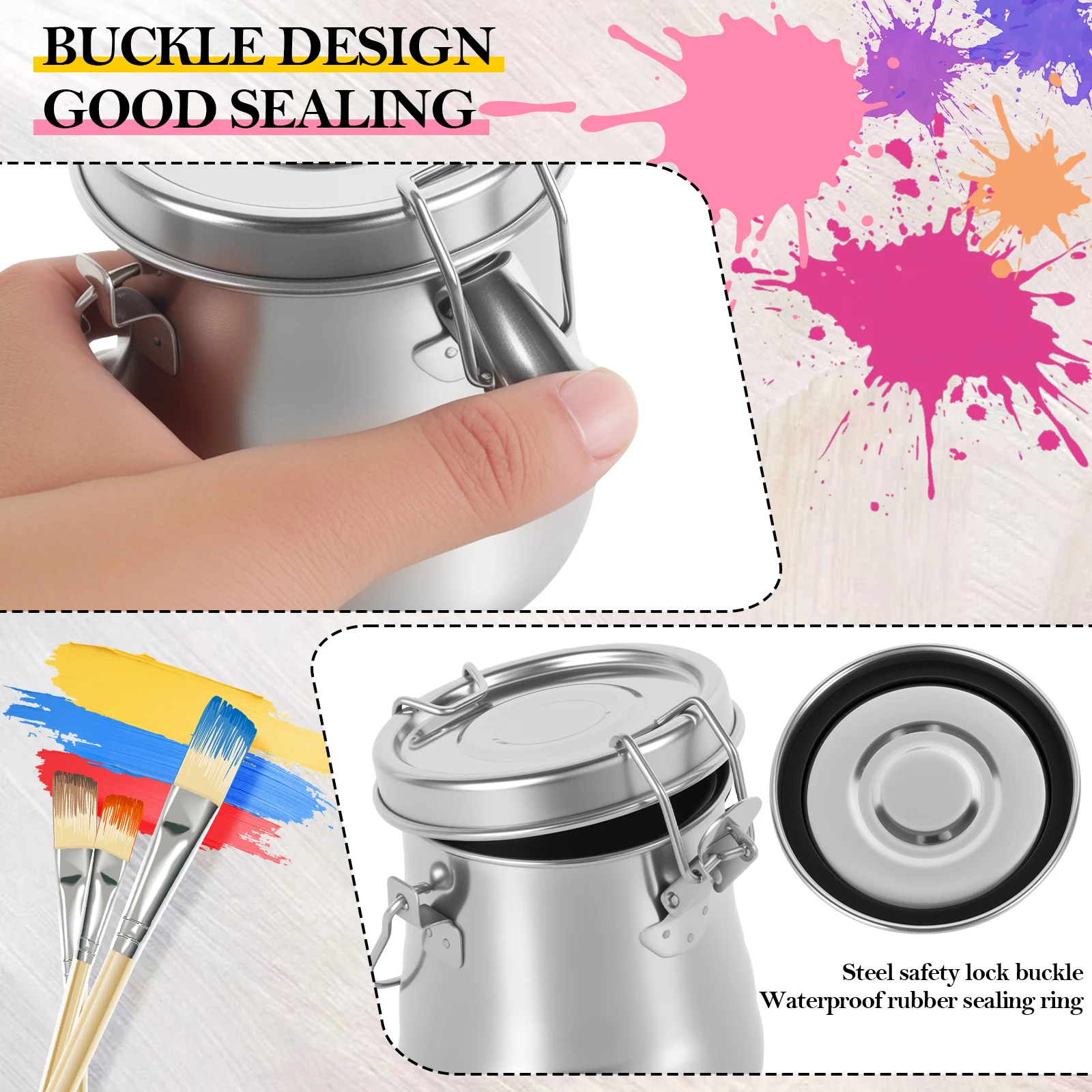 Oil Painting Brush Washer Stainless Steel Paint Brush Washing Bucket with Double Dipper Palette Cup and Filter for Student Artis