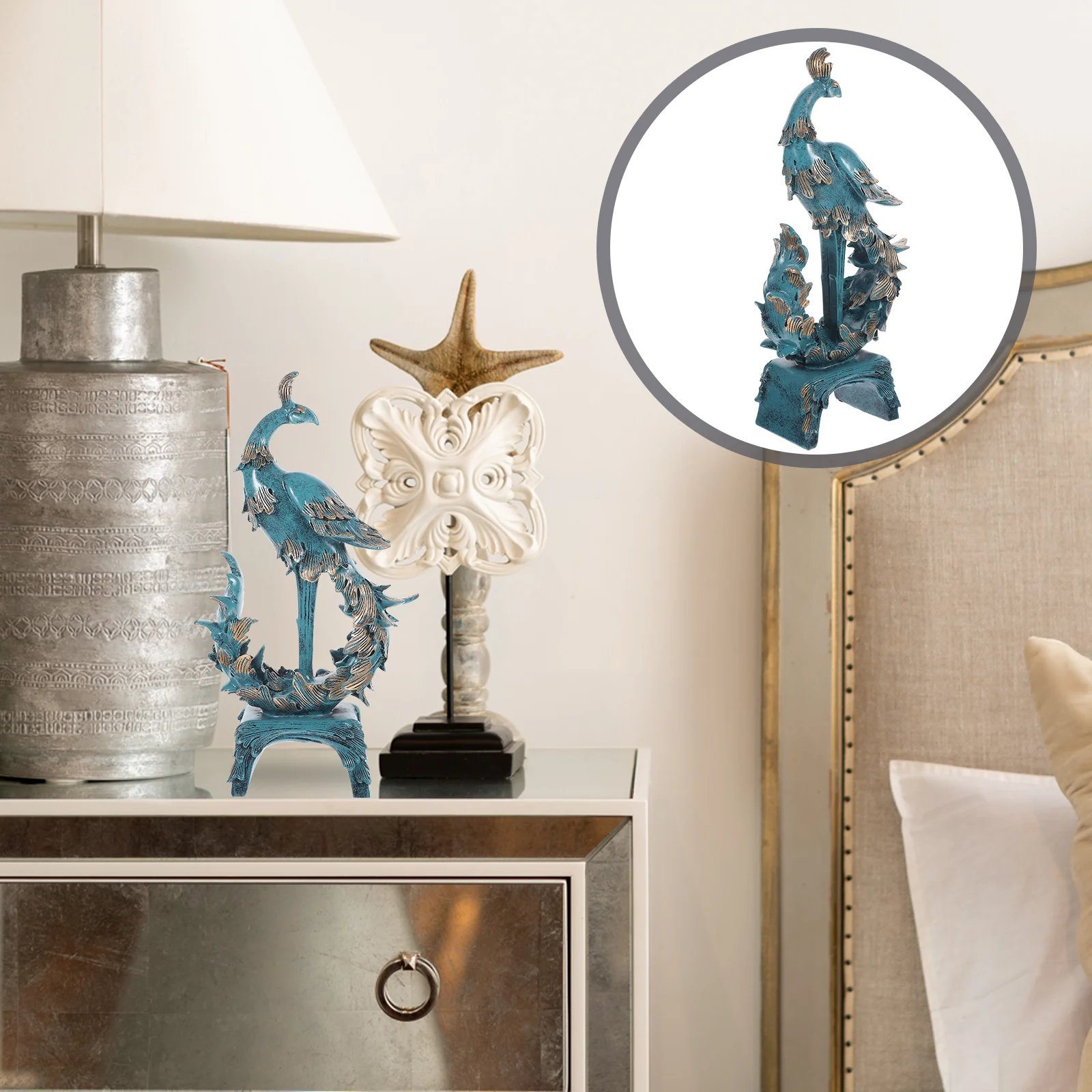 

Phoenix Ornament Resin Statue Desktop Decor Standing Simulation Figurine Nordic Style Adorn Decorations Adornment