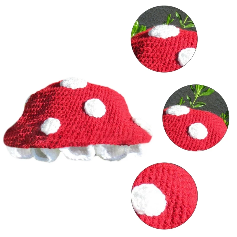 

Halloween Beanie Hat Crochet Party Holiday Winter Warm Hat Cute Mushroom Theme for Teens Slouchy Knit Hat