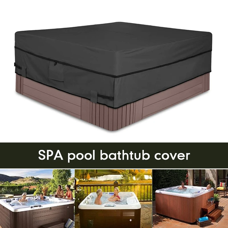 Universal Hot Tub Dust Cover 210D Waterproof Oxford Bathtub Cover Furniture Protector Dust Cover Outdoor Sunshade SPA Pool Cover