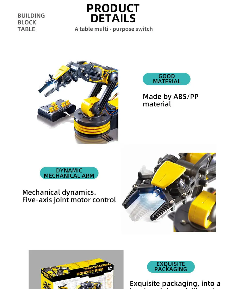DIY Electric Remote Control Mechanical Arm Manipulator Scientific Experiment Assembling Children Educational RC Toys Montessori