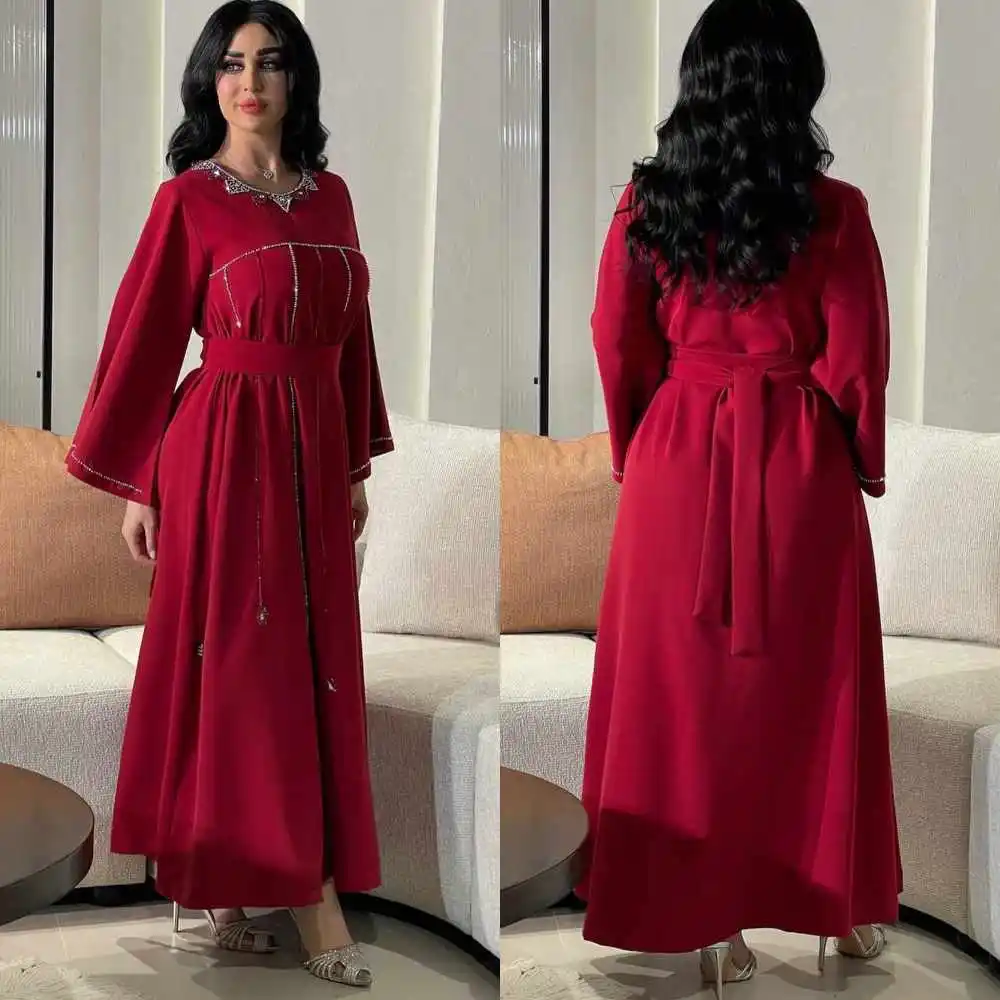 

Prom Dress Saudi Arabia Evening Jersey Beading Sequined Ruched Christmas A-line O-Neck Bespoke Occasion Gown Midi Dresses