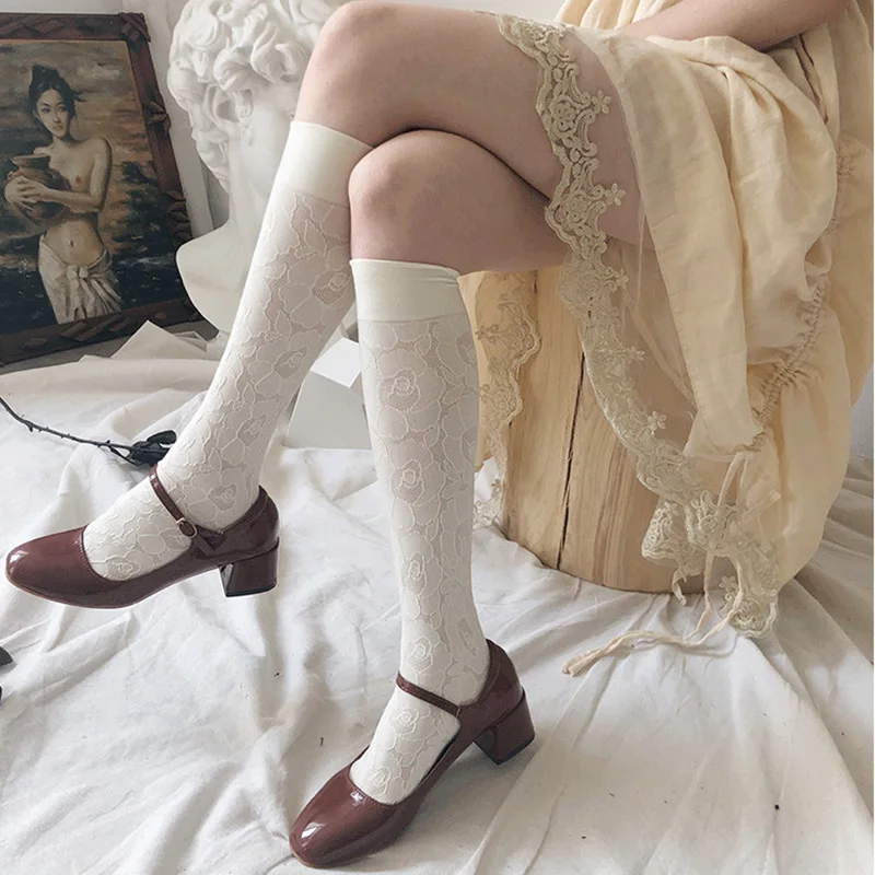 Calcetines Over The Knee Para Mujer Con Lunares - Elásticos, Multicolor Para Vestir, Trabajo O Fiesta
