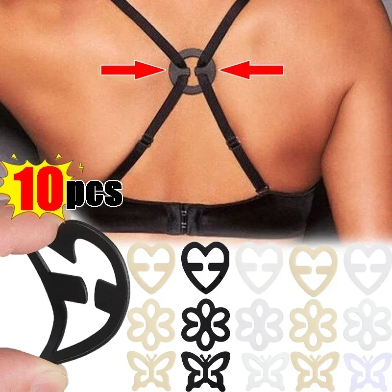 10/8/6/4/2/1pcs Women Lingerie Buckles Invisible Non-slip Bra Shoulder Straps Cross-slip Adjustable Underwear Clips Accessories