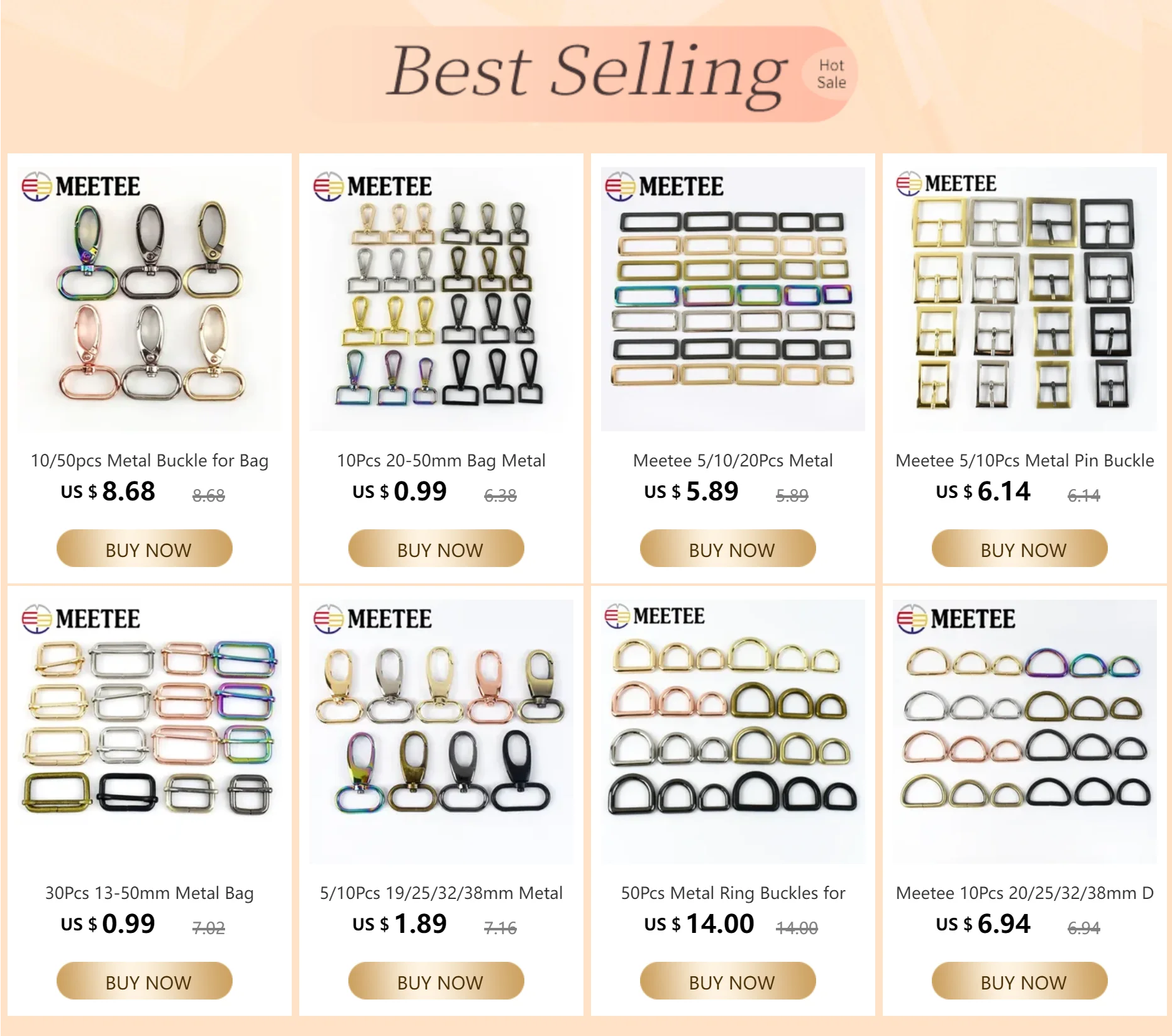 Description Picture 2 of itemMeetee 5/10/20Pcs 25mm Metal Bag Strap Connector Buckles Handbag Adjuster Hooks Garment Belt Clasps DIY Hardware Accessoriess