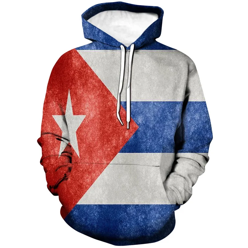 3D Printed Cuba Flag Hoodie For Men New In Long Sleeves Sweatshirts Pullover Tops Fashion Sports Running Oversized Hoodies