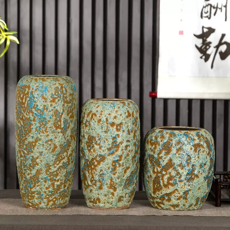 

Jingdezhen Ceramic Vase Handmade Rough Pottery Jar Retro Nostalgic Flower Pot Can Be Hydroponically Inserted Flowers Dried Flowe