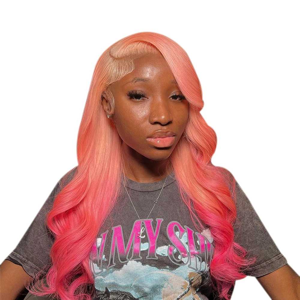 

13x4 13x6 Transparent Pink Lace Front Wig Human Hair Wigs Highlights 613 Colored 13x4x1 T Part Lace Front Wig For Black Women