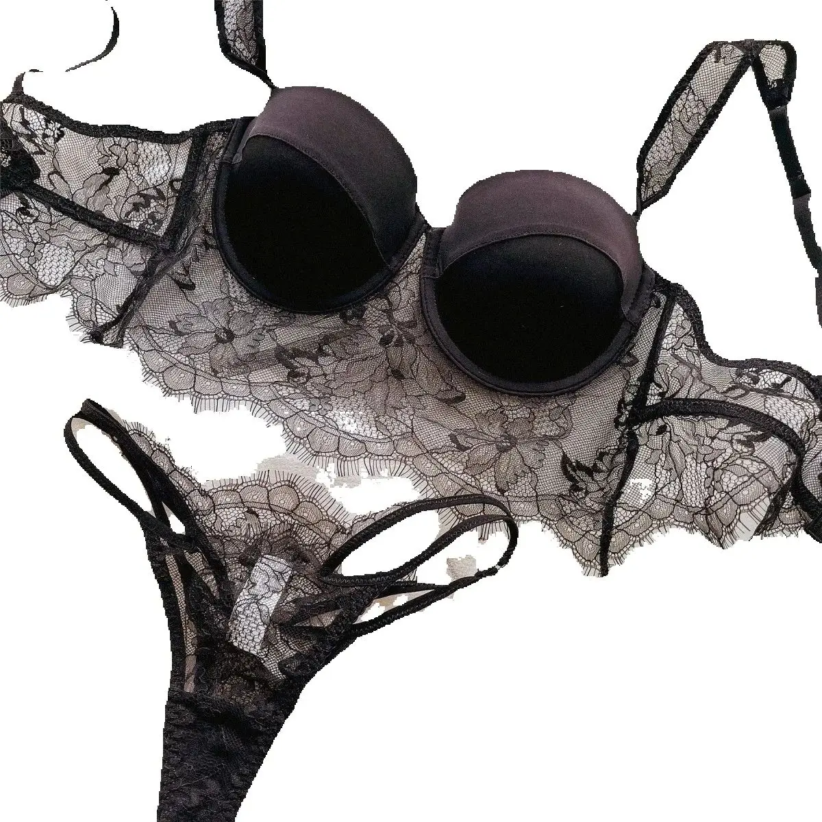 Sous-vêtements Sexy en dentelle pour femmes, Poly Poly fin, anneau en acier souple, Support Anti-affaissement, recueillir des seins, ensemble de soutien-gorge arrière de couleur unie