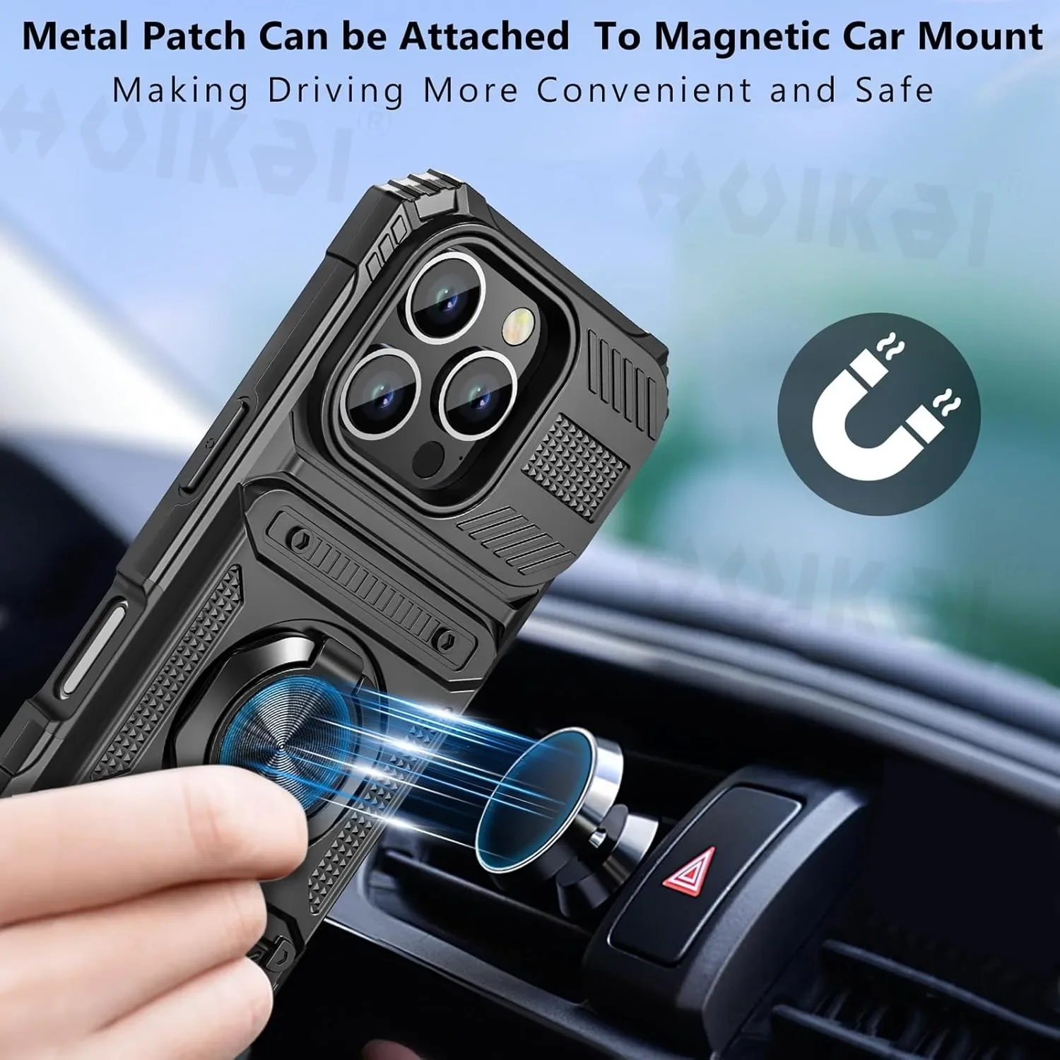 Premium Shockproof Wallet Case with Card Holder & Magnetic Rotating Kickstand