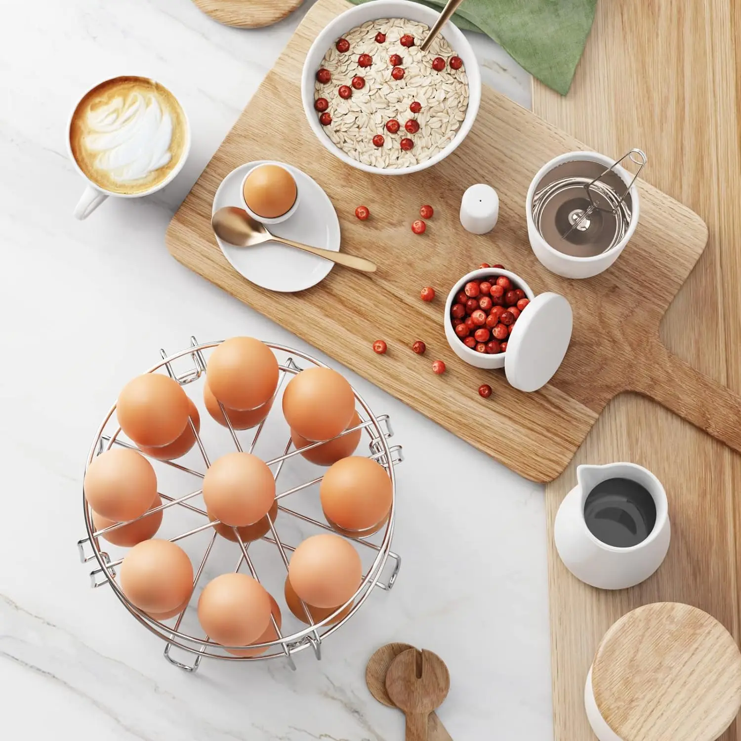Egg Steamer Rack Stainless Steel Trivet for Instant Pot Accessories Fit 6 8 Qt Pressure Cooker Ninja Foodi Cook 18 Eggs 2 Pack S