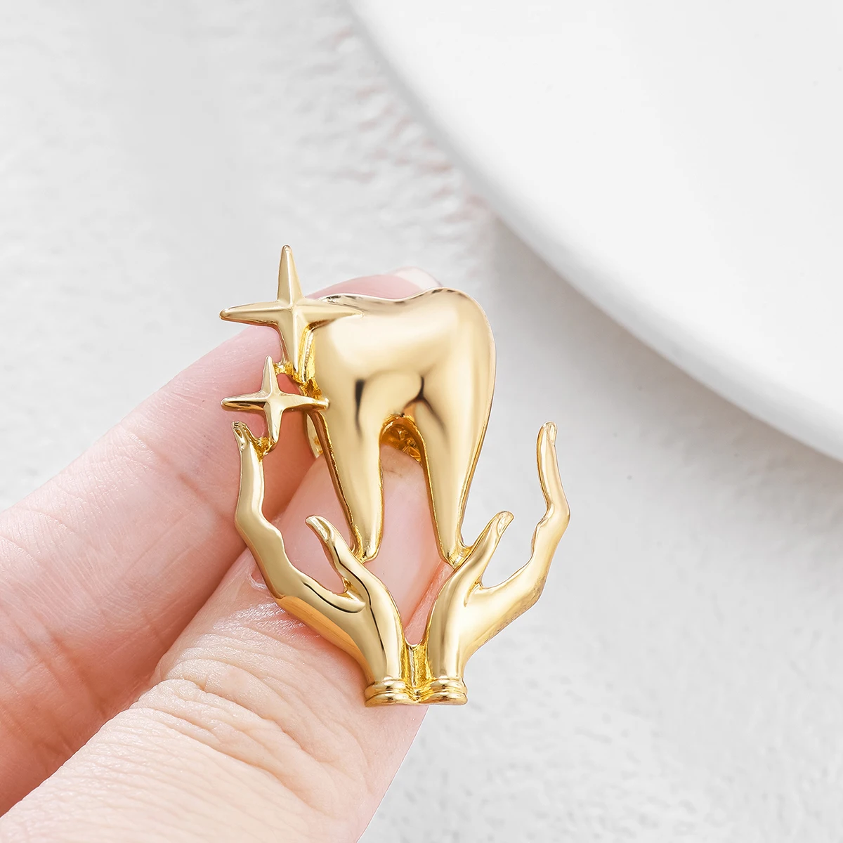 Lot De 5 Broches Pin's En Forme De Dents - Alliage - Accessoire Humour Dentiste, Cadeau Original