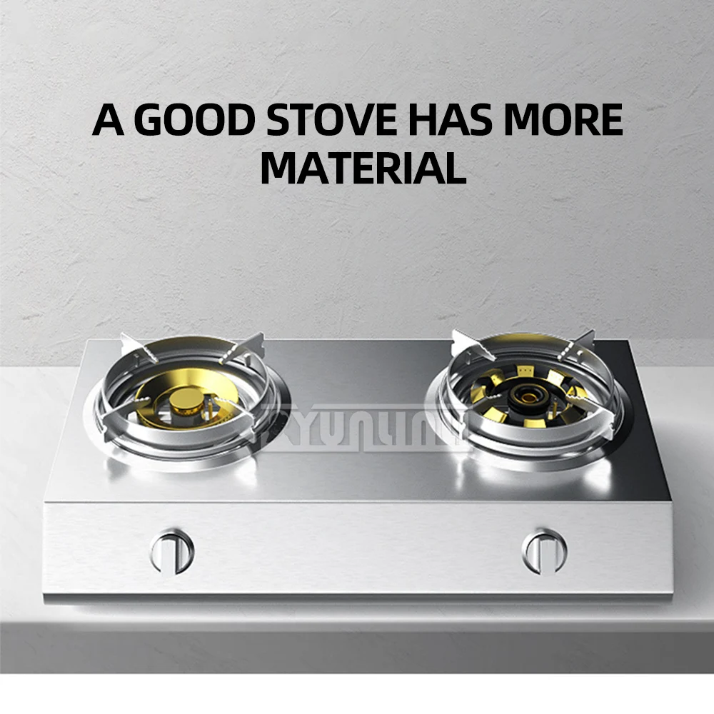 Desktop Cooktop Kitchen Double Gas Stove Household Kompor Gas Stainless Steel LPG Stove Fogones De Para Cocina