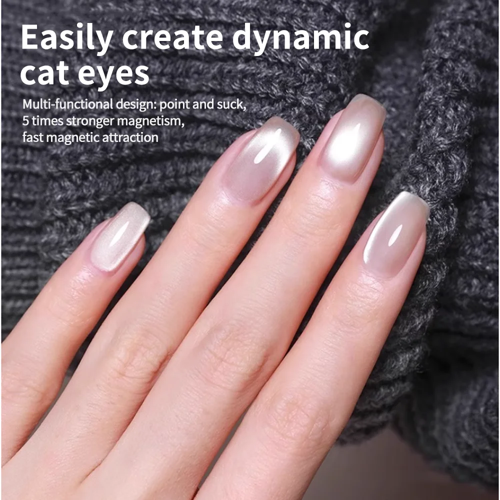 1/2 Stück Doppelkopf Katzenauge Kreisförmiger Magnetperlen-Zylinder Nagelkunstwerkzeug für UV/LED Gel-Lack Maniküre-Design Zauberstab – Detail 6