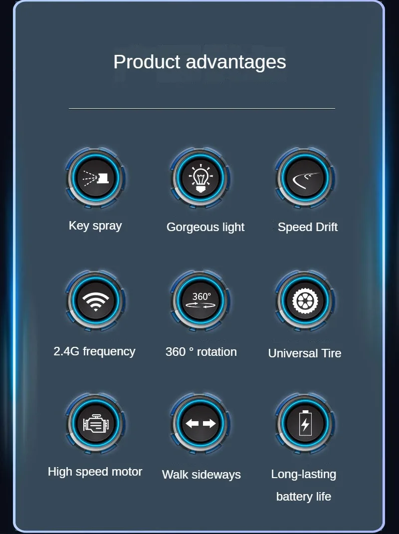 F1 Rc Drift Car With Music Led Lights, 2.4G Radio Controlled Double-Row 4Wd Stunt Cars, Electric Toys For Kids