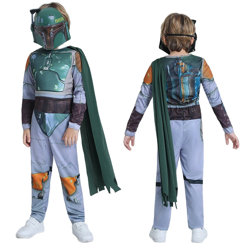 

Child Boba Fett Cosplay Star Wars Boba Fett Cosplay Costume Jumpsuits Mask Boys Zentai Halloween Birthday Party Costume for Kids