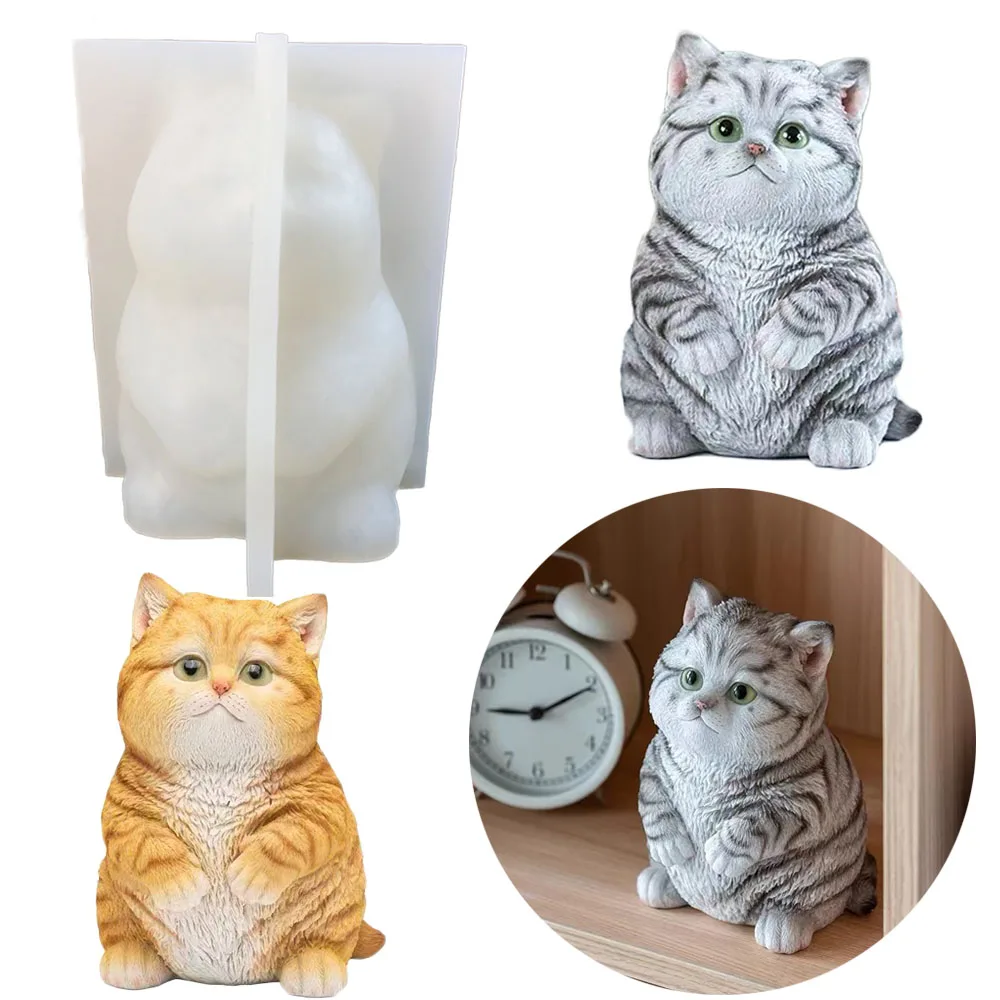

Large Resin Cat Silicone Mold Cute Fat Cat Epoxy Resin Home Ornament Plaster Mold Aroma Gypsum Diffuser Concrete Crafts Molds