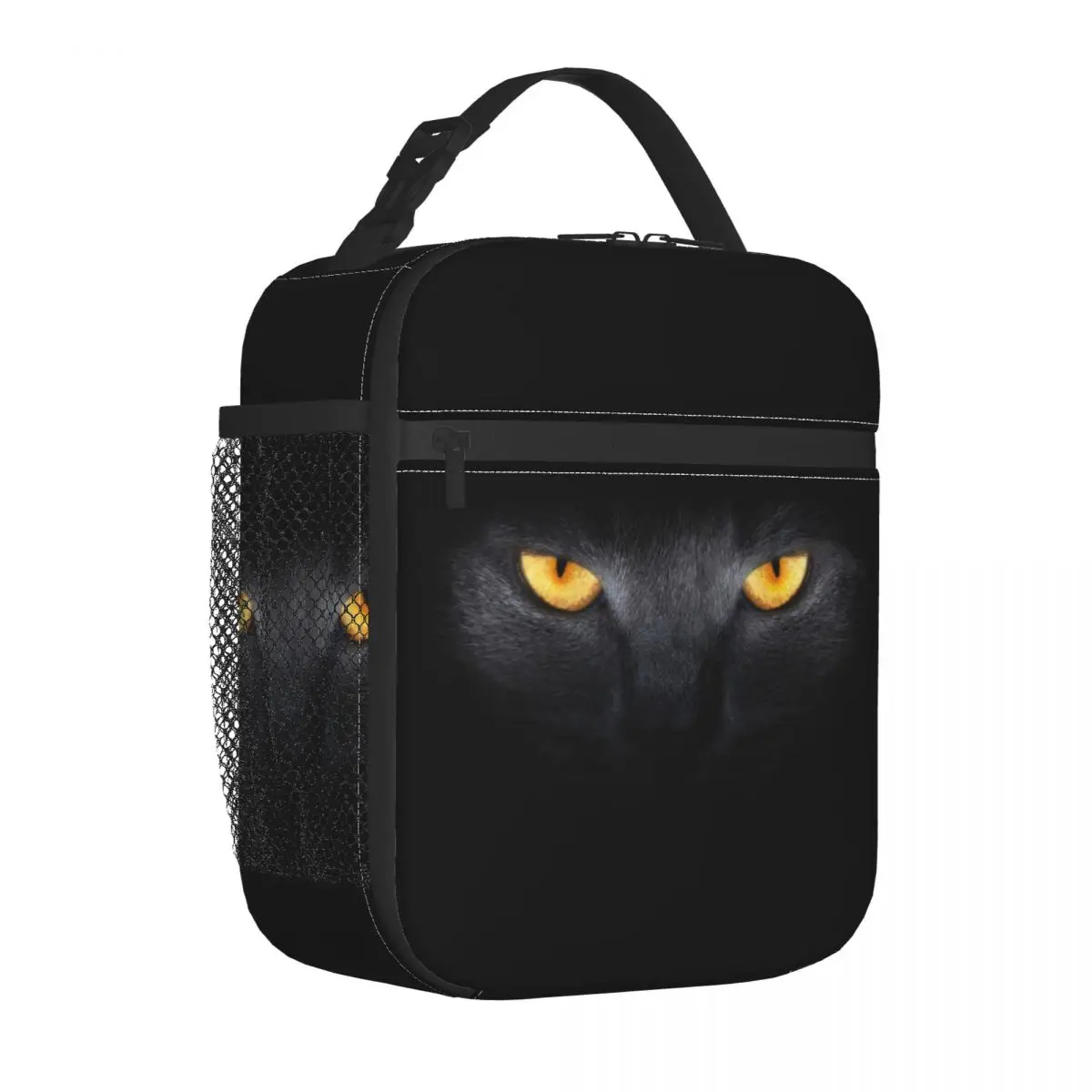 

Black Cat Eyes Thermal Insulated Lunch Bag Travel Funny Cute Portable Bento Box Cooler Thermal Lunch Box