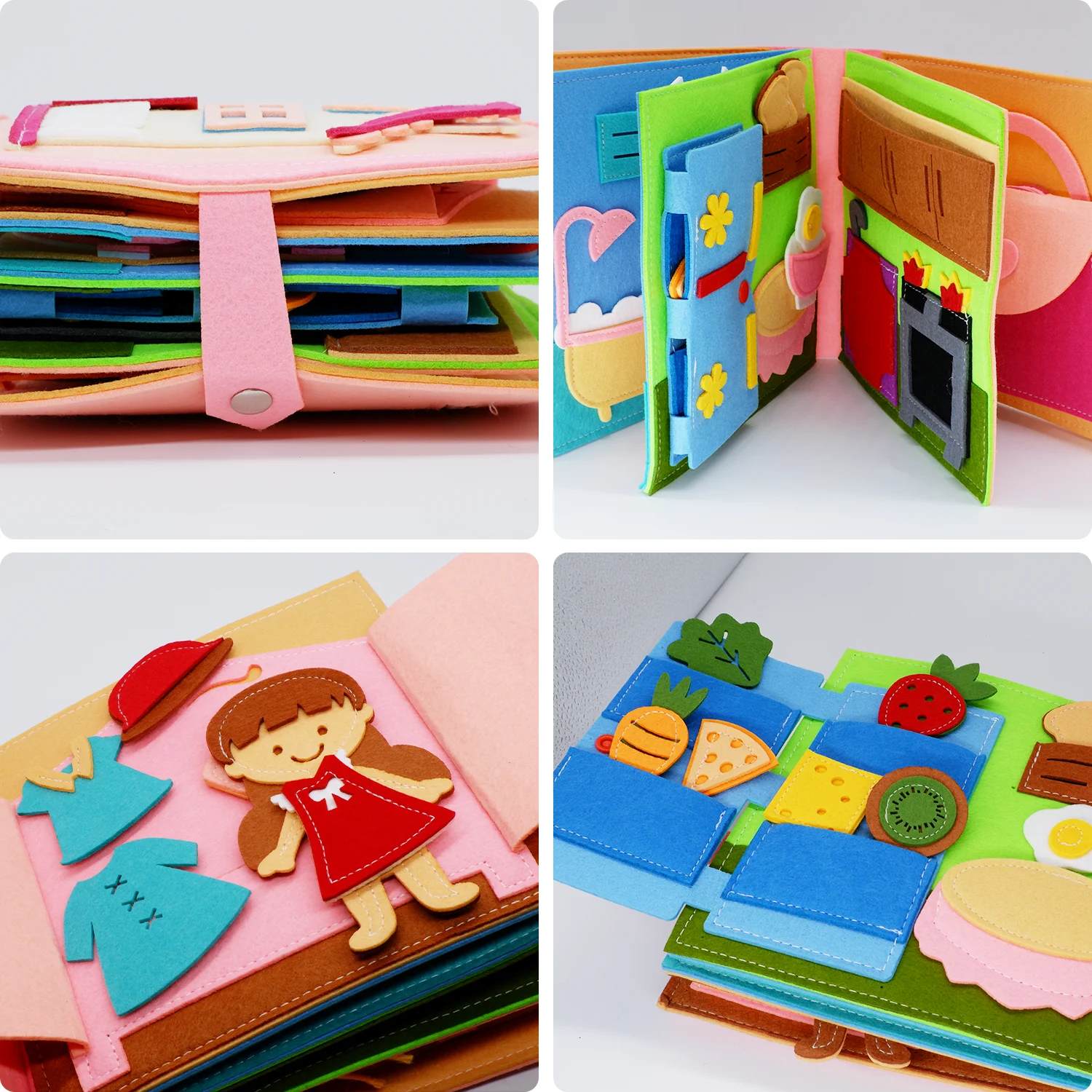 Montessori Quiet Books for Toddlers, Soft Activity Busy Book,Felt Cloth Book,Sensory Travel Toy with Learning Activities 5